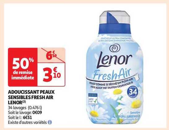 adoucissant peaux sensibles fresh air lenor