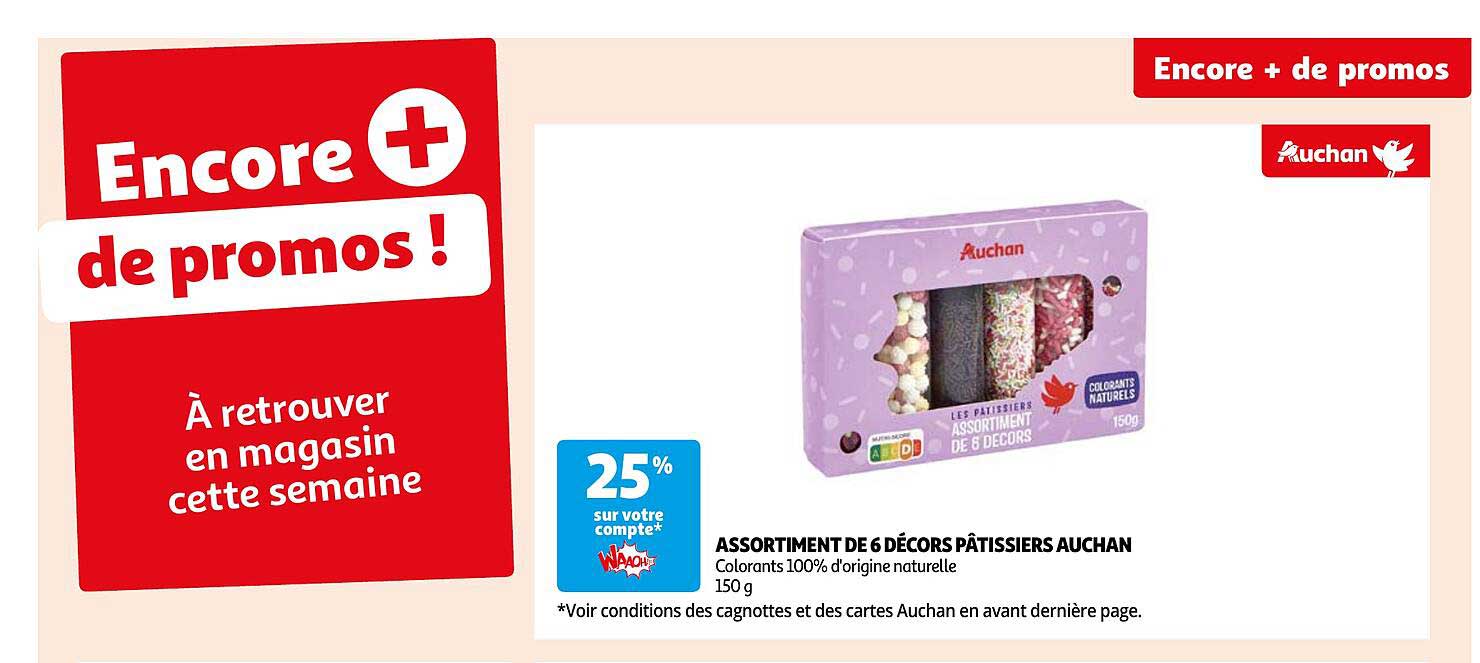 assortiment de 6 décors pâtissiers auchan