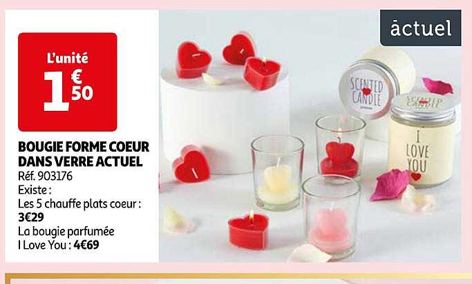 bougie forme cœur dans verre actuel