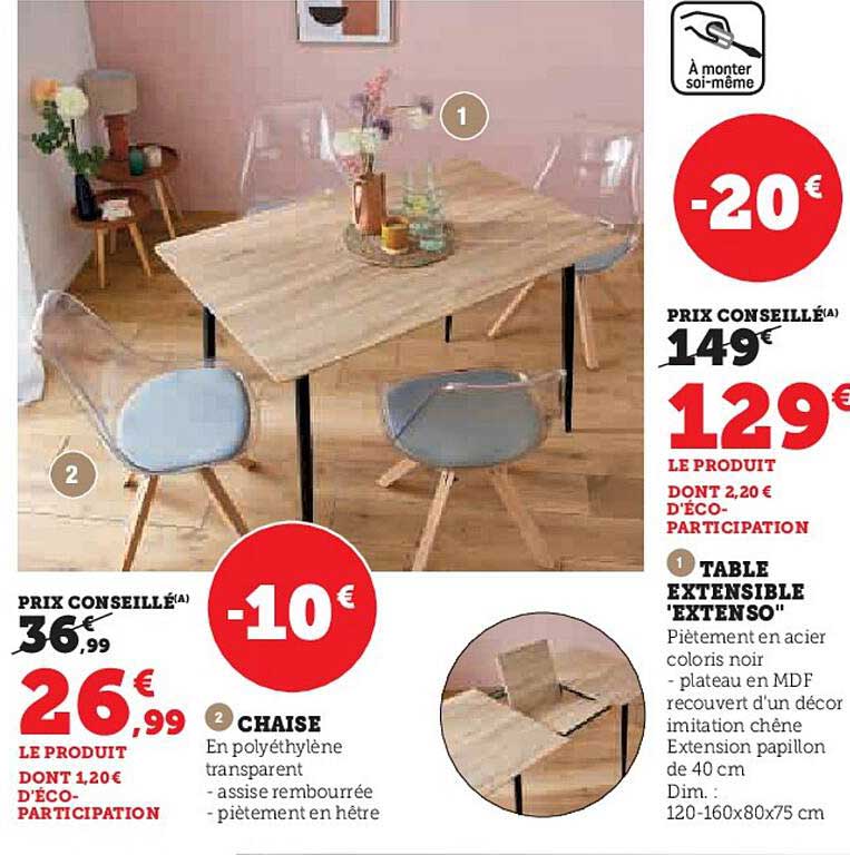 Chaise, Table Extensible "extenso"