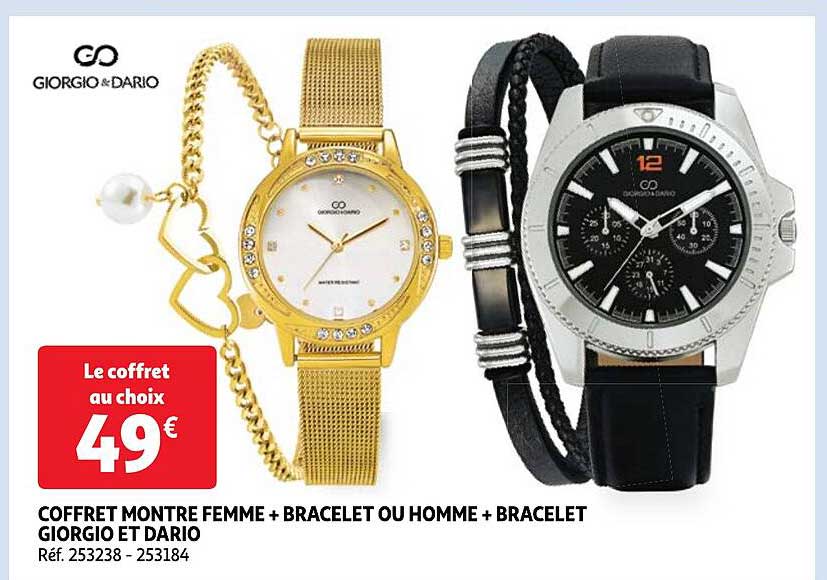 coffret montre femme + bracelet ou homme + bracelet giorgio et dario