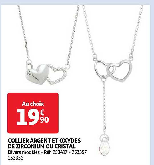 collier argent et oxydes de zirconium ou cristal