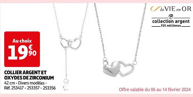 collier argent et oxydes de zirconium