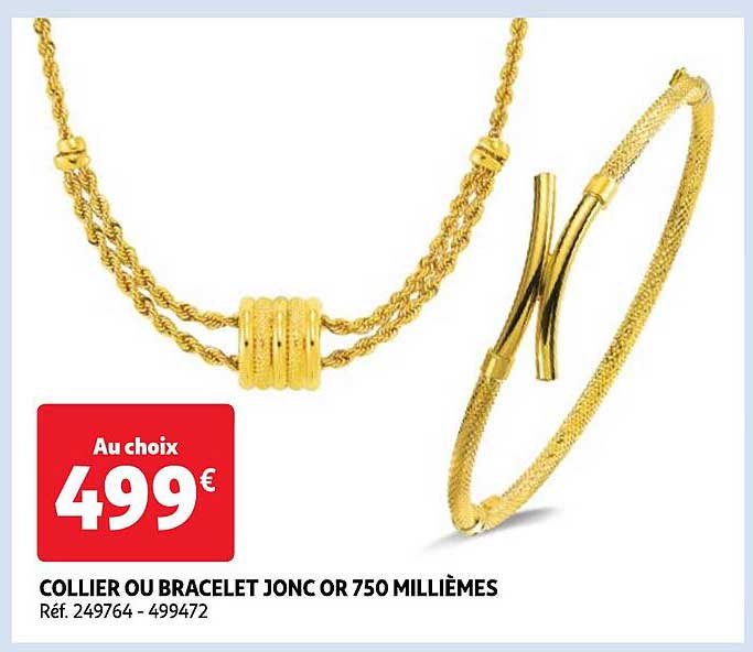 collier ou bracelet jonc or 750 millièmes