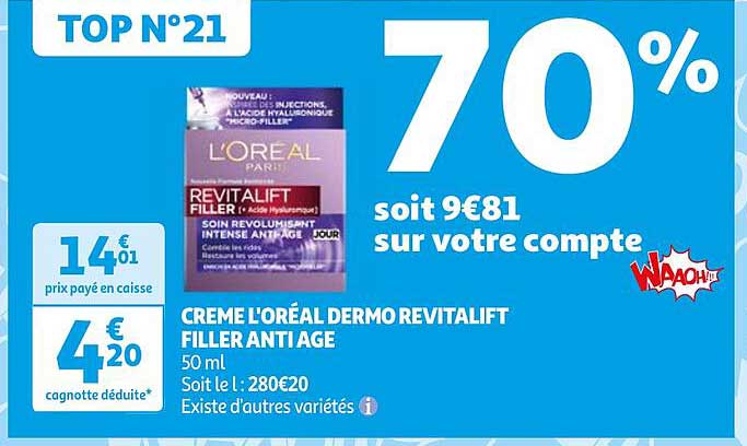 crème l'oréal dermo revitalift filler anti âge