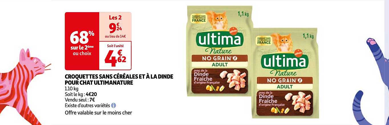 Croquettes Sans Céréales Et à La Dinde Pour Chat Ultima Nature