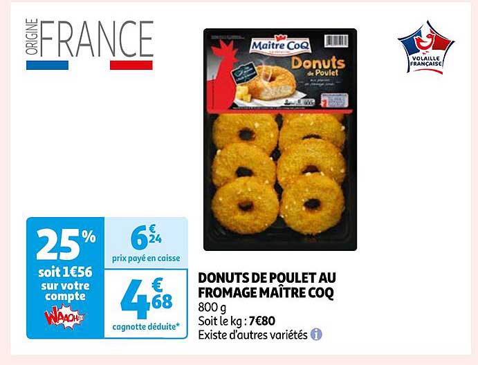 donuts de poulet au fromage maître coq