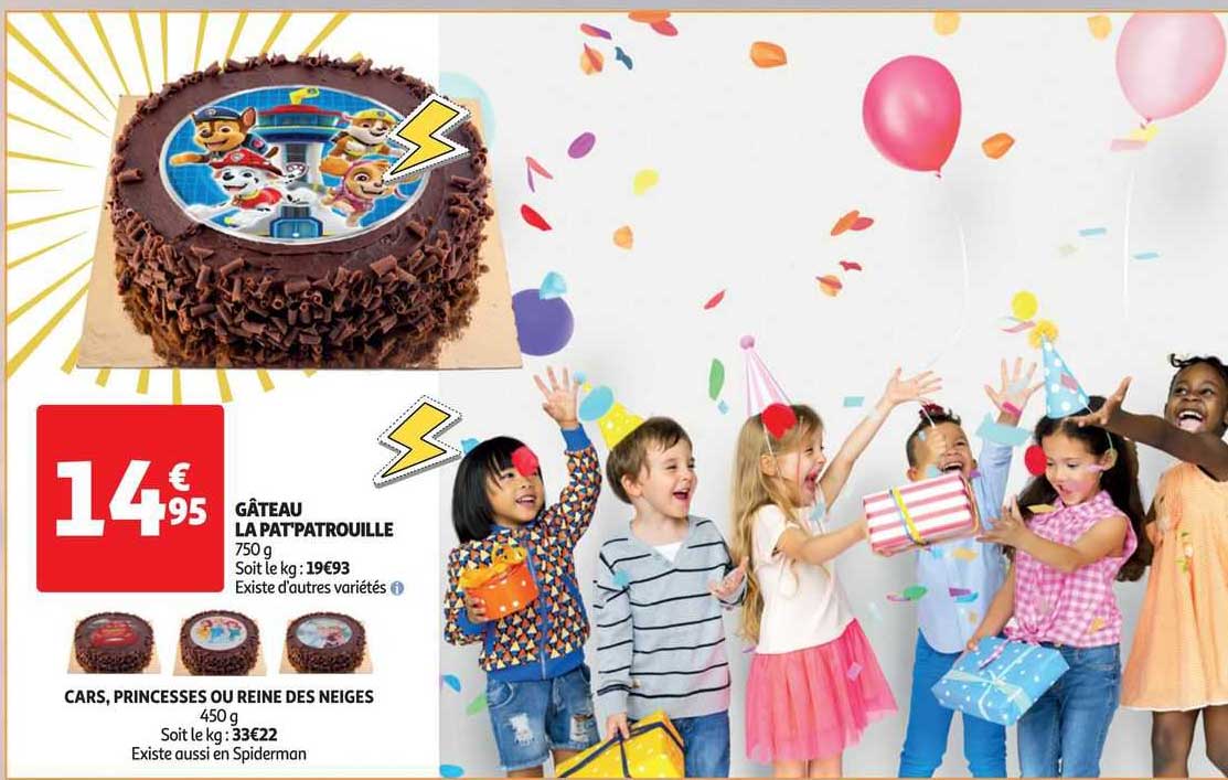 gâteau la pat'patrouille, cars, princesses ou reine des neiges