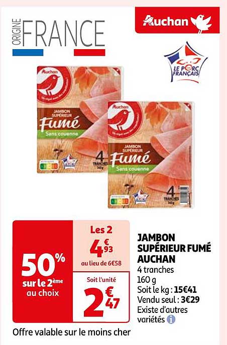 Jambon Supérieur Fumé Auchan