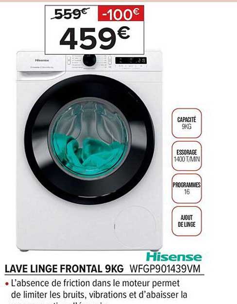 lave linge frontal 9 kg hisense