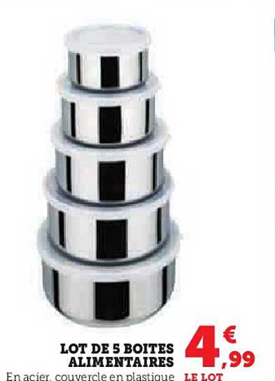 lot de 5 boîtes alimentaires