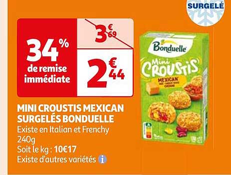 mini croustis mexican surgelés bonduelle