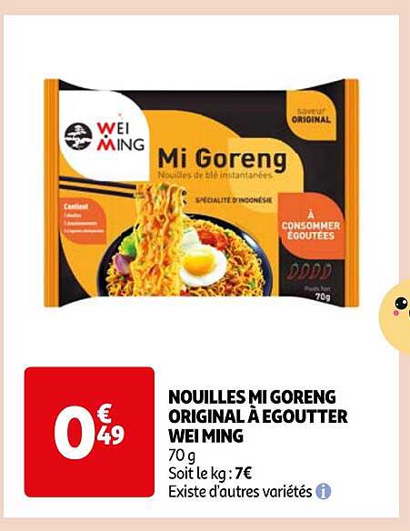 nouilles mi goreng original à égoutter wei ming