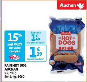 pain hot dog auchan