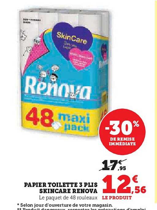 papier toilette 3 plis skincare renova