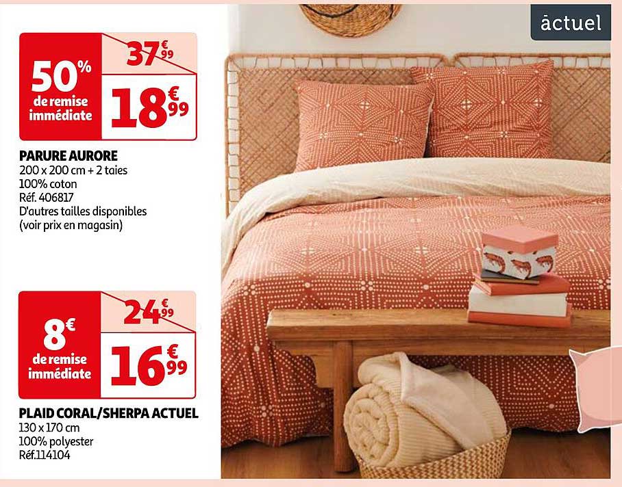 parure aurore, plaid coral/sherpa actuel