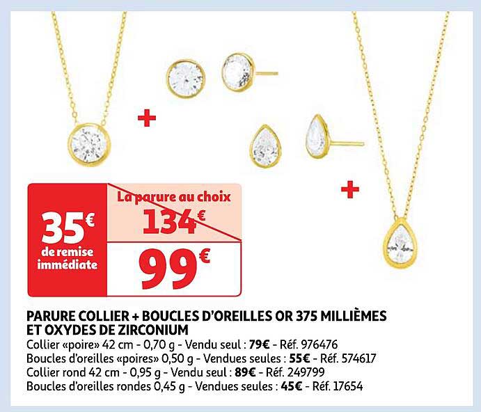 parure collier + boucles d'oreilles or 375 millièmes et oxydes de zirconium