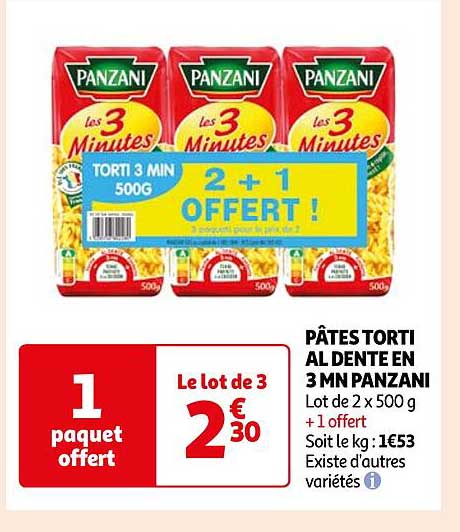 pâtes torti al dente en 3 mn panzani