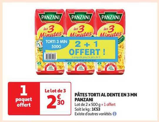 pâtes torti al dente en 3 mn panzani