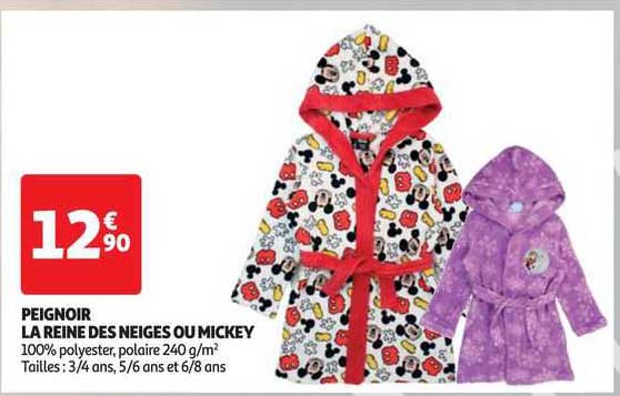 peignoir la reine des neiges ou mickey