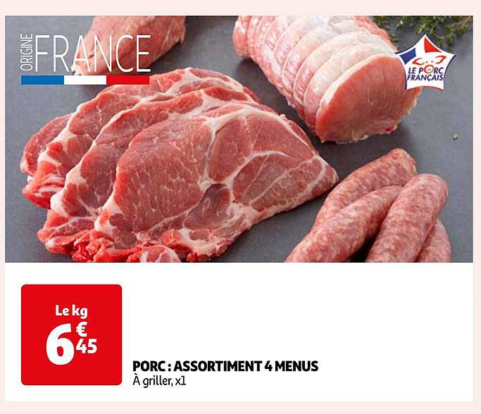 porc : assortiment 4 menus