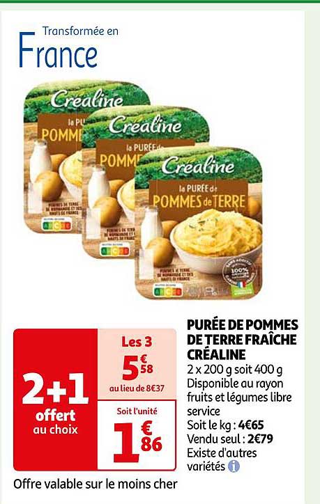 Purée De Pommes De Terre Fraîche Créaline