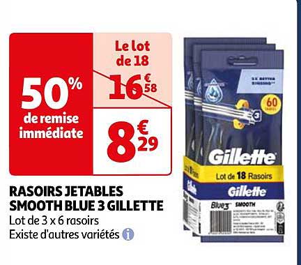 rasoirs jetables smooth blue 3 gillette