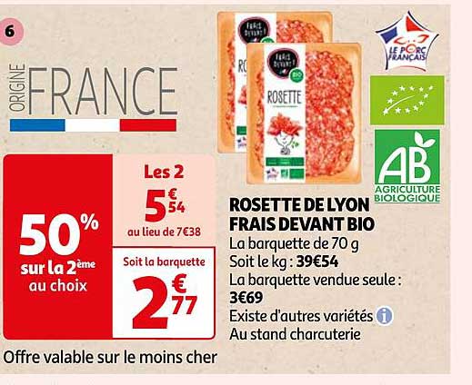 rosette de lyon frais devant bio