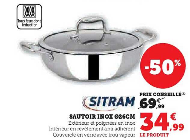 sautoir inox ø 26 cm sitram