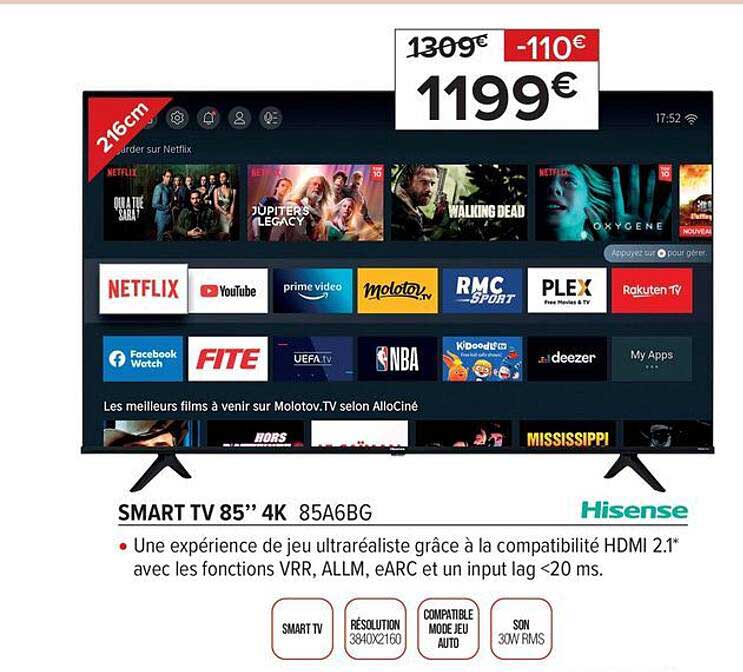Smart Tv 85" 4k Hisense 216 Cm