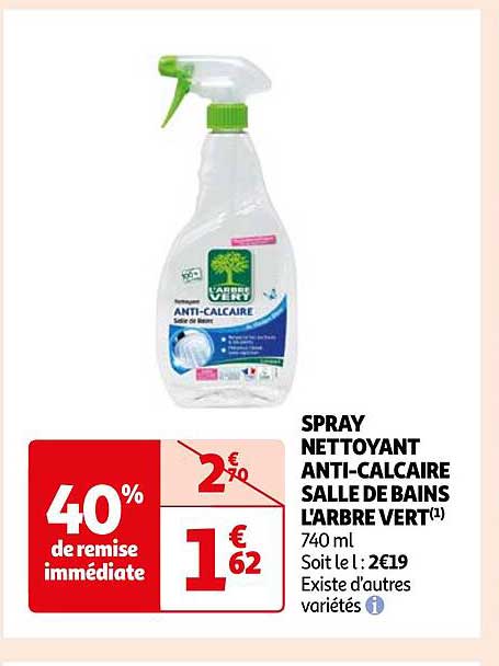 spray nettoyant anti-calcaire salle de bains l'arbre vert