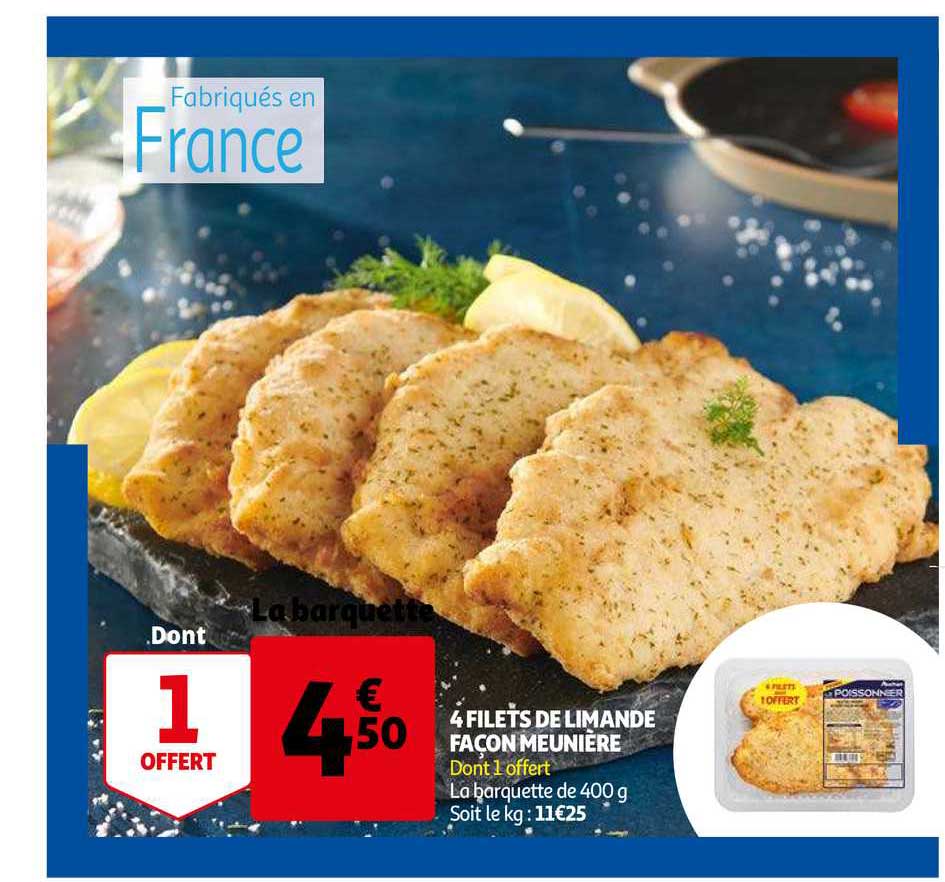 4 filets de limande façon meunière