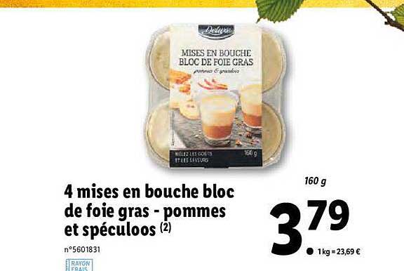 4 mises en bouche bloc de foie gras - pommes et spéculoos deluxe