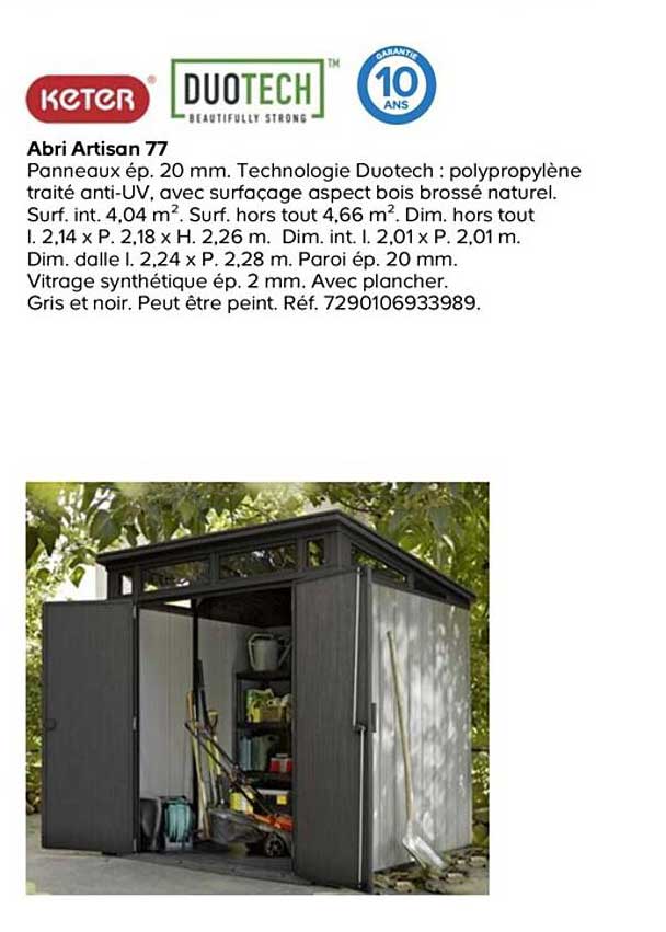 abri artisan 77 keter
