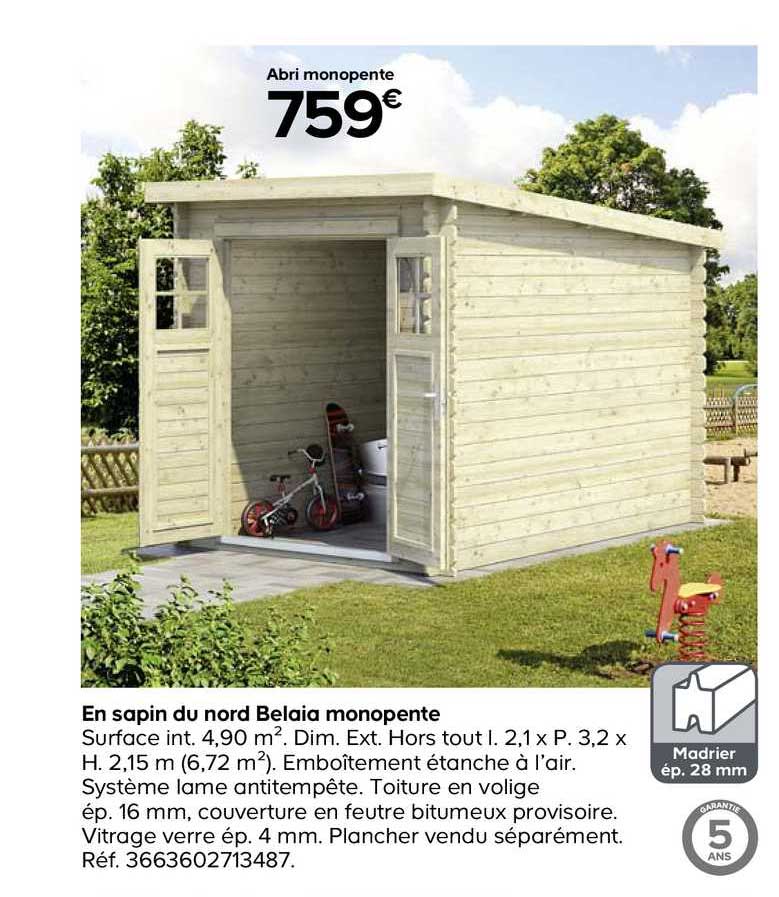 Abri Monopente En Sapin Du Nord Belaia