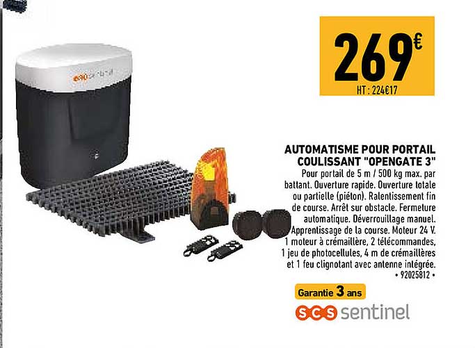 automatisme pour portail coulissant "opengate 3"