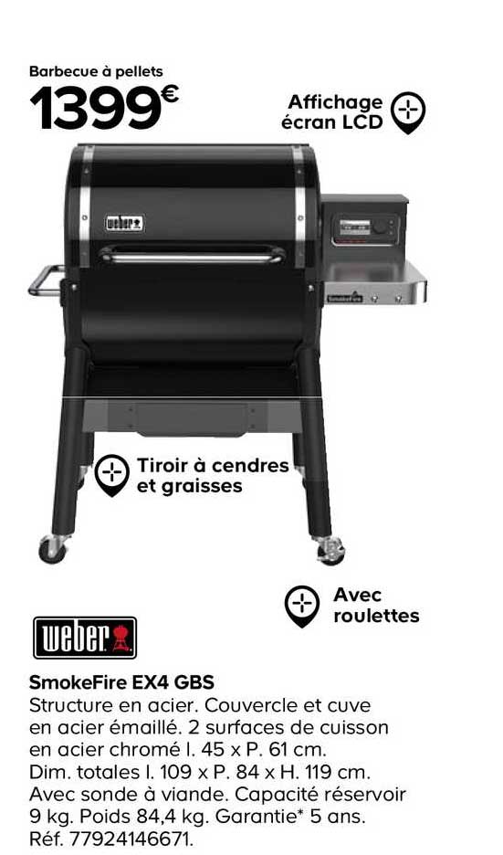 barbecue à pellets smokefire ex4 gbs weber