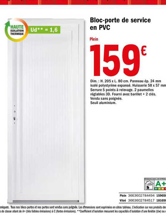 bloc-porte de service en pvc