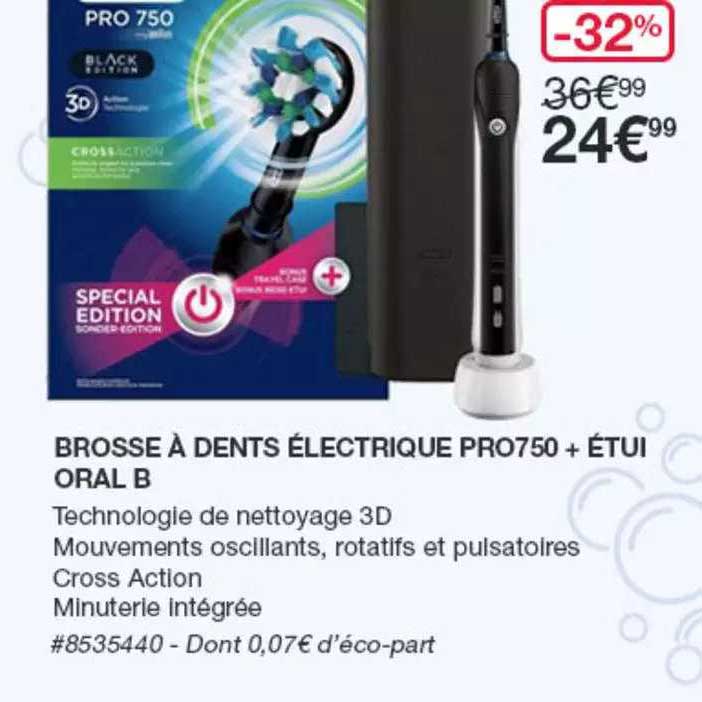 brosse à dents électrique pro750 + étui oral b