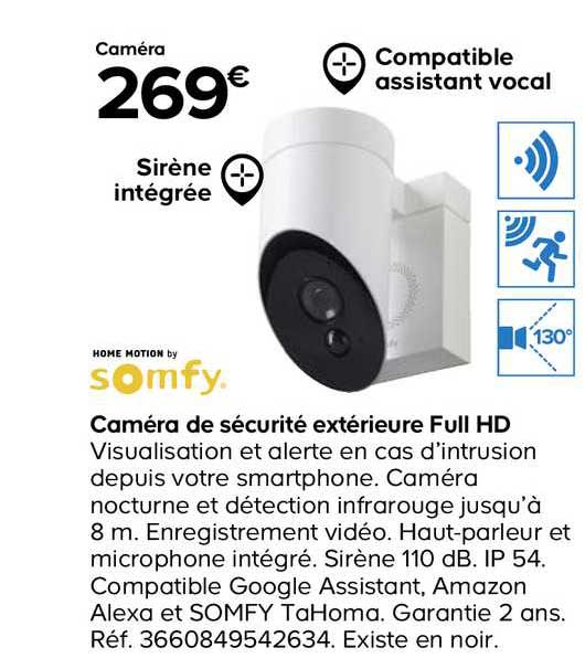 caméra de sécurité extérieure full hd home motion by somfy
