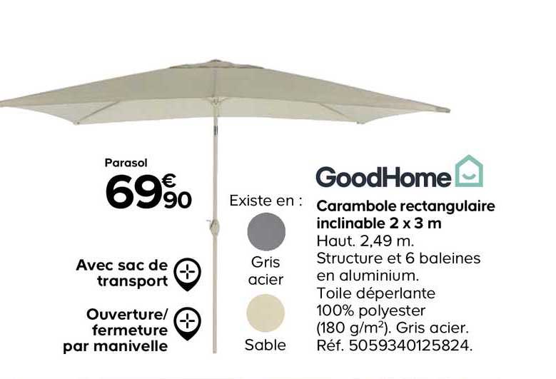 Carambole Rectangulaire Inclinable Goodhome