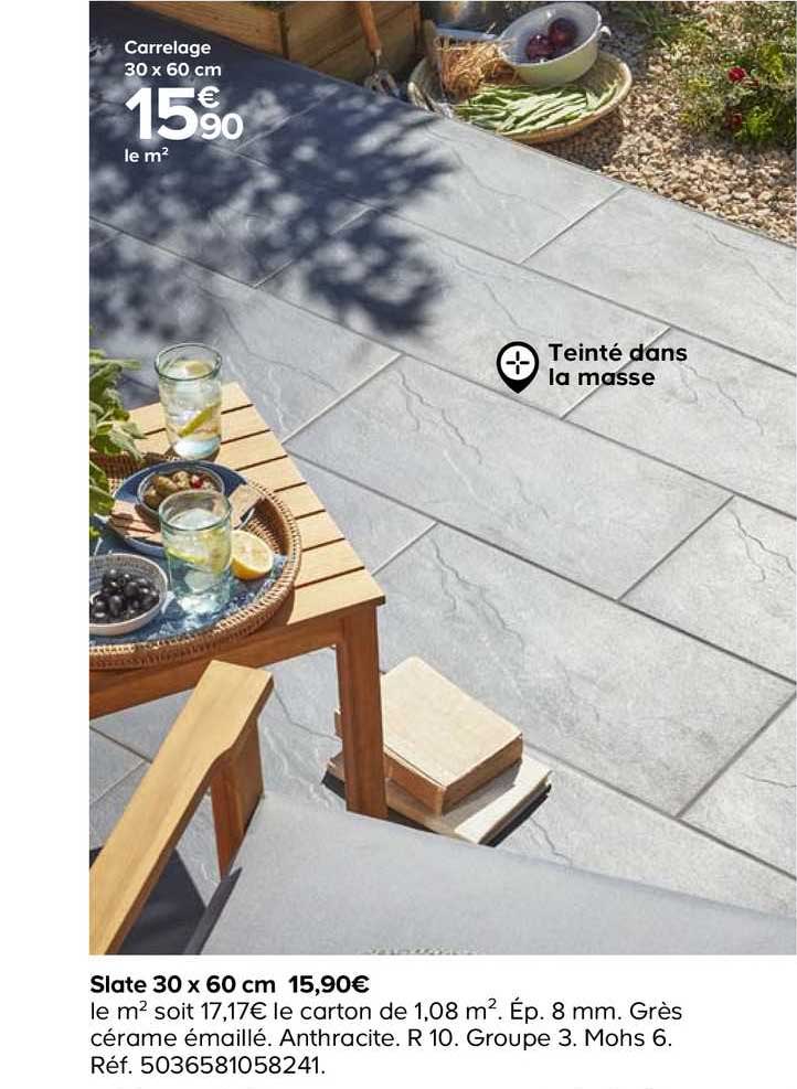 carrelage slate 30 x 60 cm