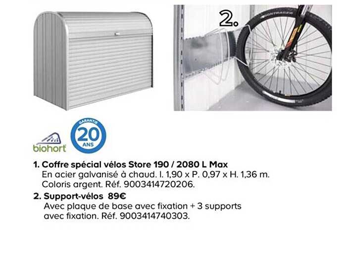 coffre spécial vélos store 190 - 2080 max, support-vélos biohort