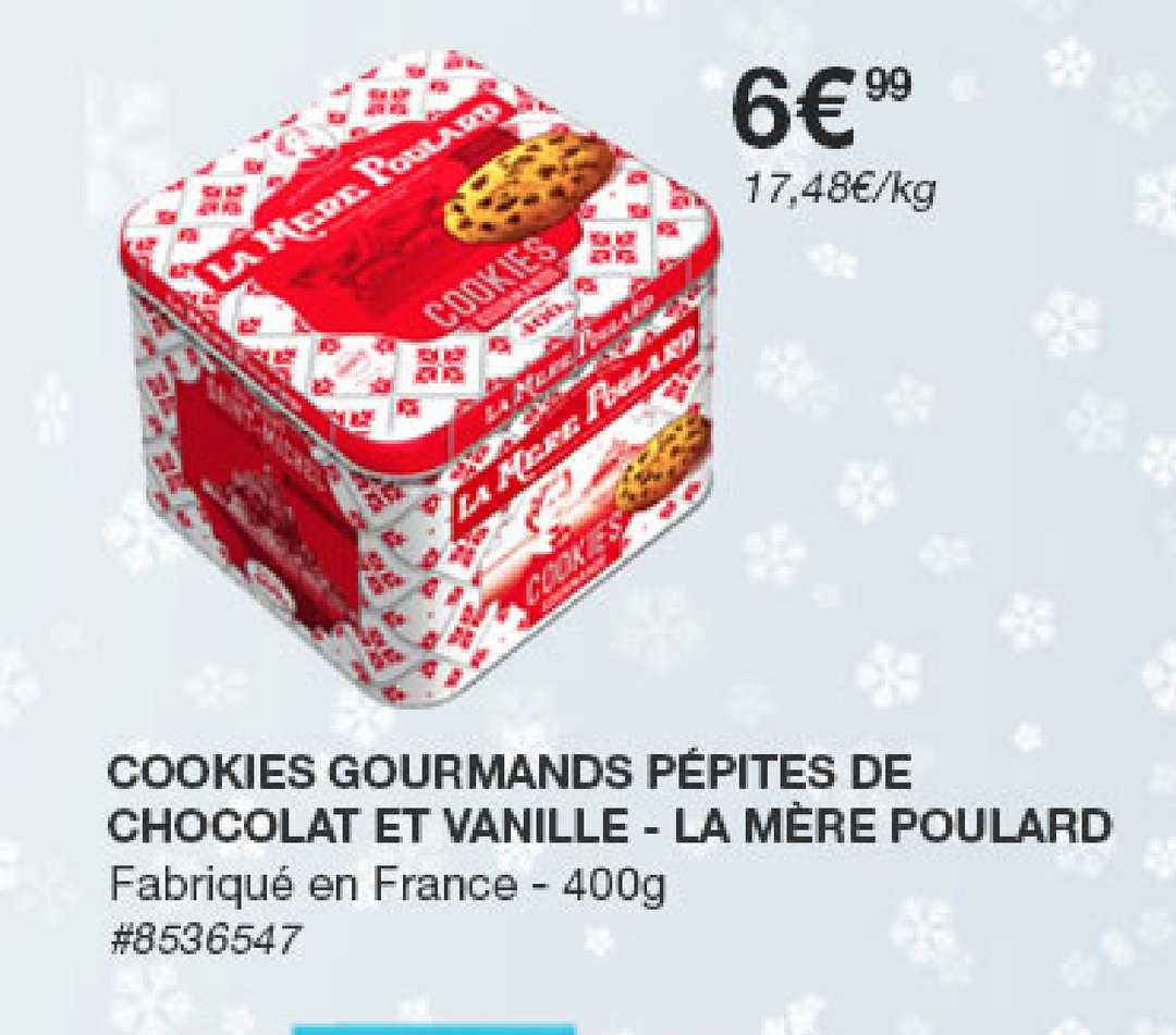 cookies gourmands pépites de chocolat et vanille - la mère poulard