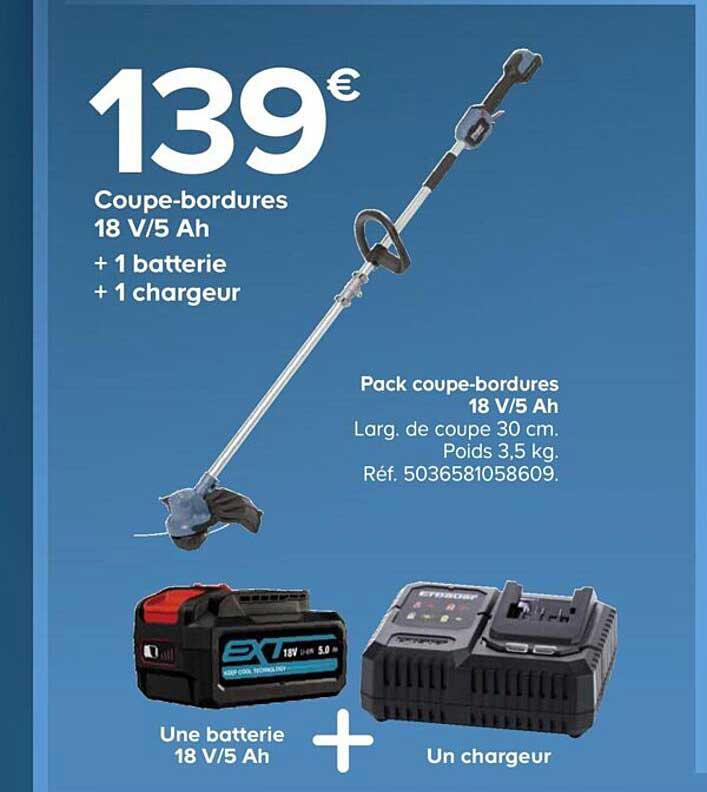 coupe-bordures, pack coupe-bordures 18 v-5 ah