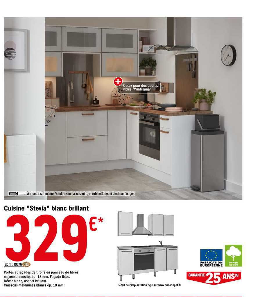 cuisine "stevia" blanc brillant