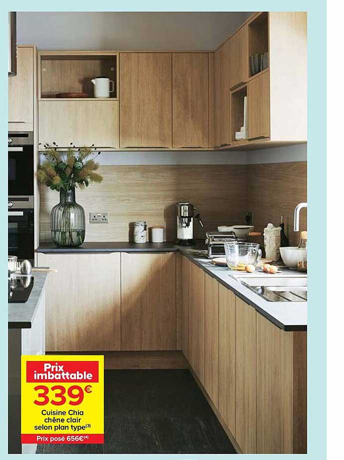 cuisine chia chêne clair selon plan type