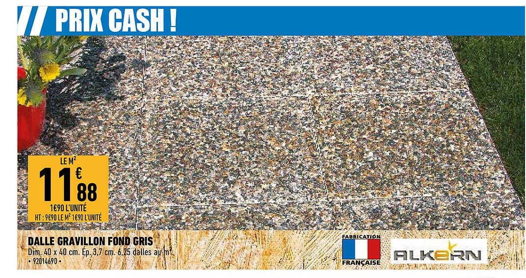 dalle gravillon fond gris alkern