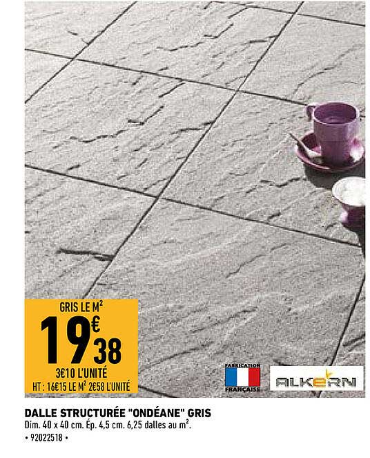 dalle structurée "ondéane" gris alkern