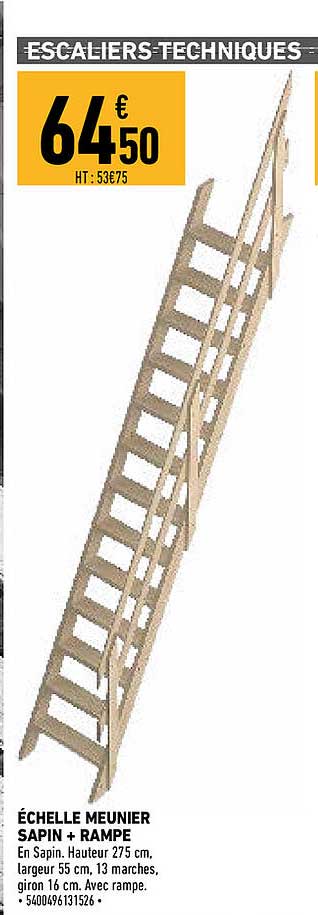 échelle meunier sapin + rampe